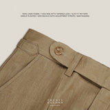 PLEATED LINEN TROUSERS - KHAKI