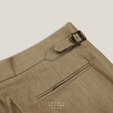 PLEATED LINEN TROUSERS - KHAKI