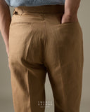 PLEATED LINEN TROUSERS - KHAKI