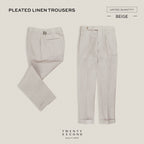 PLEATED LINEN TROUSRES - BEIGE