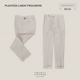 PLEATED LINEN TROUSRES - BEIGE