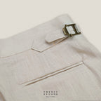 PLEATED LINEN TROUSRES - BEIGE