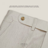 PLEATED LINEN TROUSRES - BEIGE