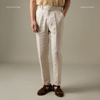 PLEATED LINEN TROUSRES - BEIGE