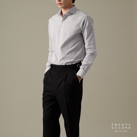 WRINKLE FREE DRESS SHIRT - STRIPE BROWN (Slim Fit)