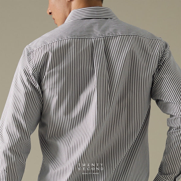 WRINKLE FREE DRESS SHIRT - STRIPE BROWN (Slim Fit)
