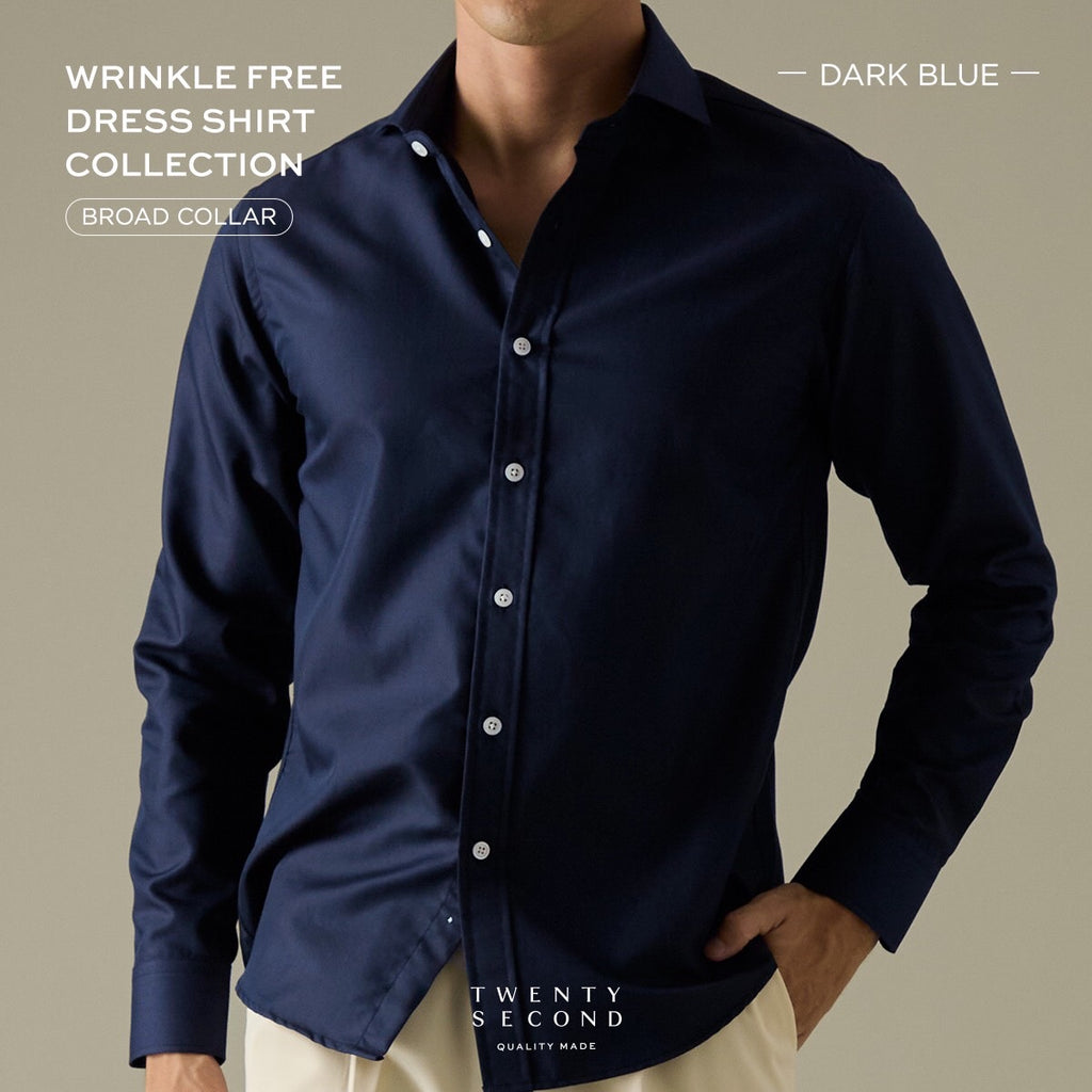 WRINKLE FREE DRESS SHIRT - DARK BLUE (Slim Fit)