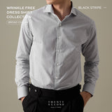 WRINKLE FREE DRESS SHIRT - STRIPE BLACK (Slim Fit)