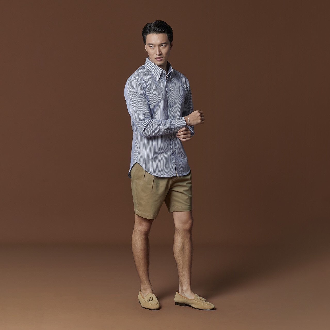 WRINKLE FREE BTD SHIRT - PINK STRIPE (Slim Fit)