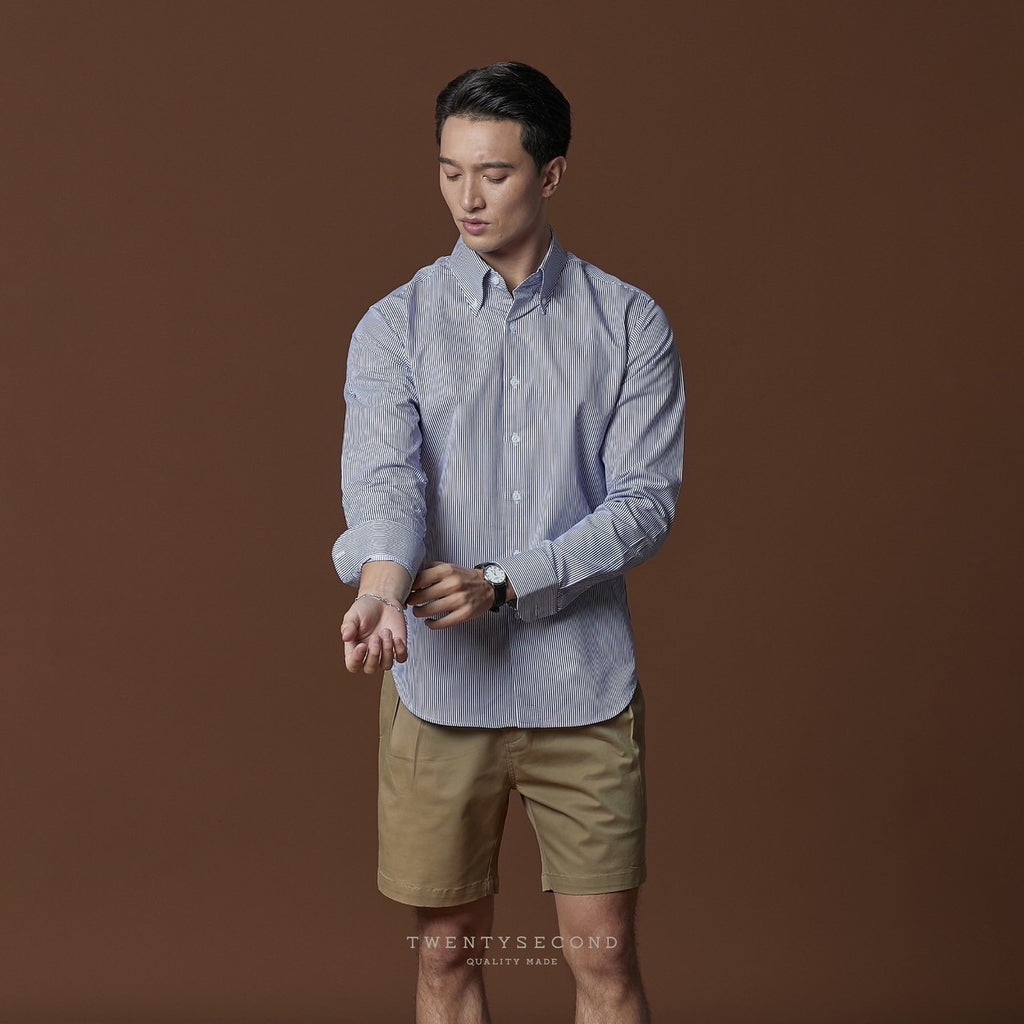 WRINKLE FREE BTD SHIRT - DARK BLUE (Slim Fit)