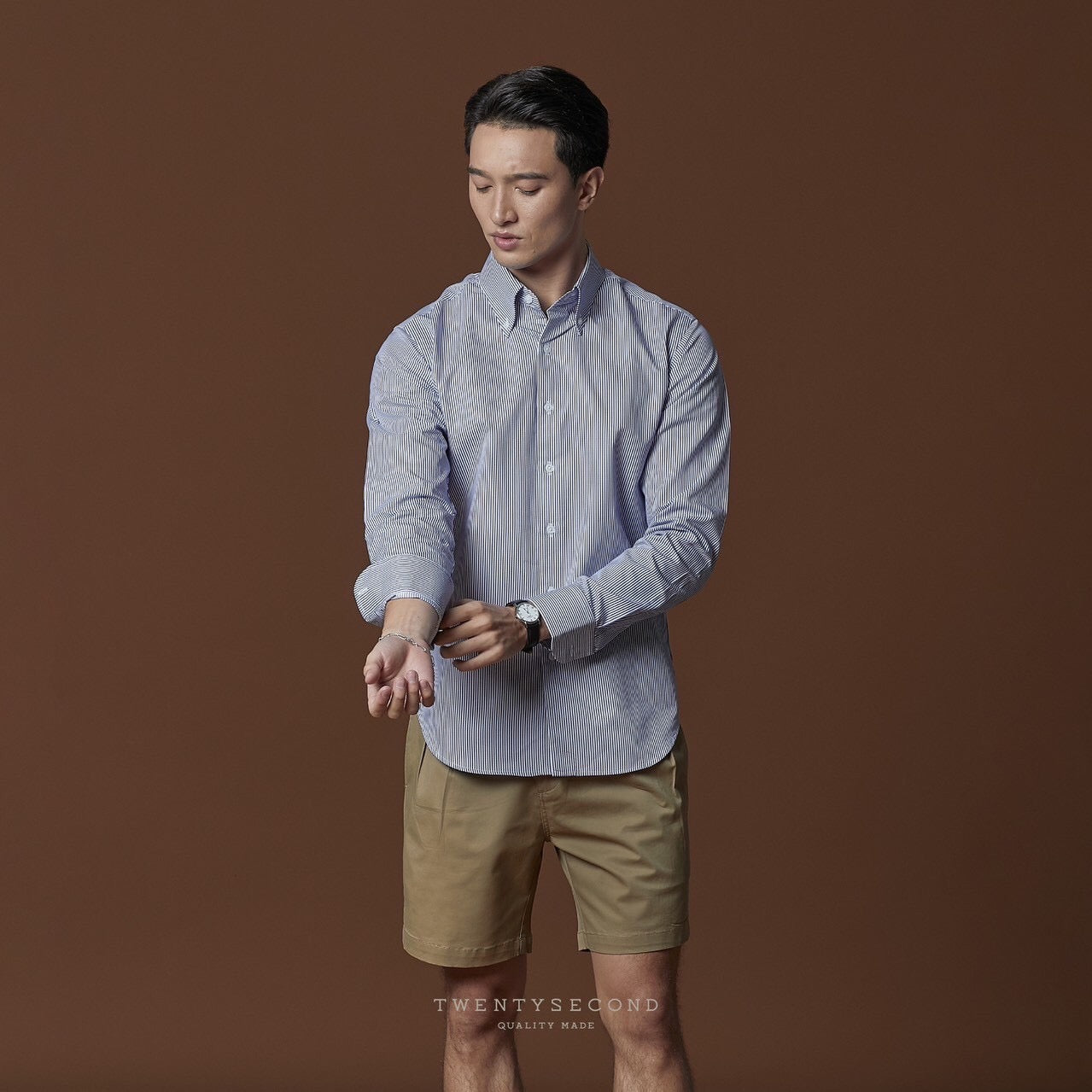 WRINKLE FREE BTD SHIRT - BLUE STRIPE (Slim Fit)