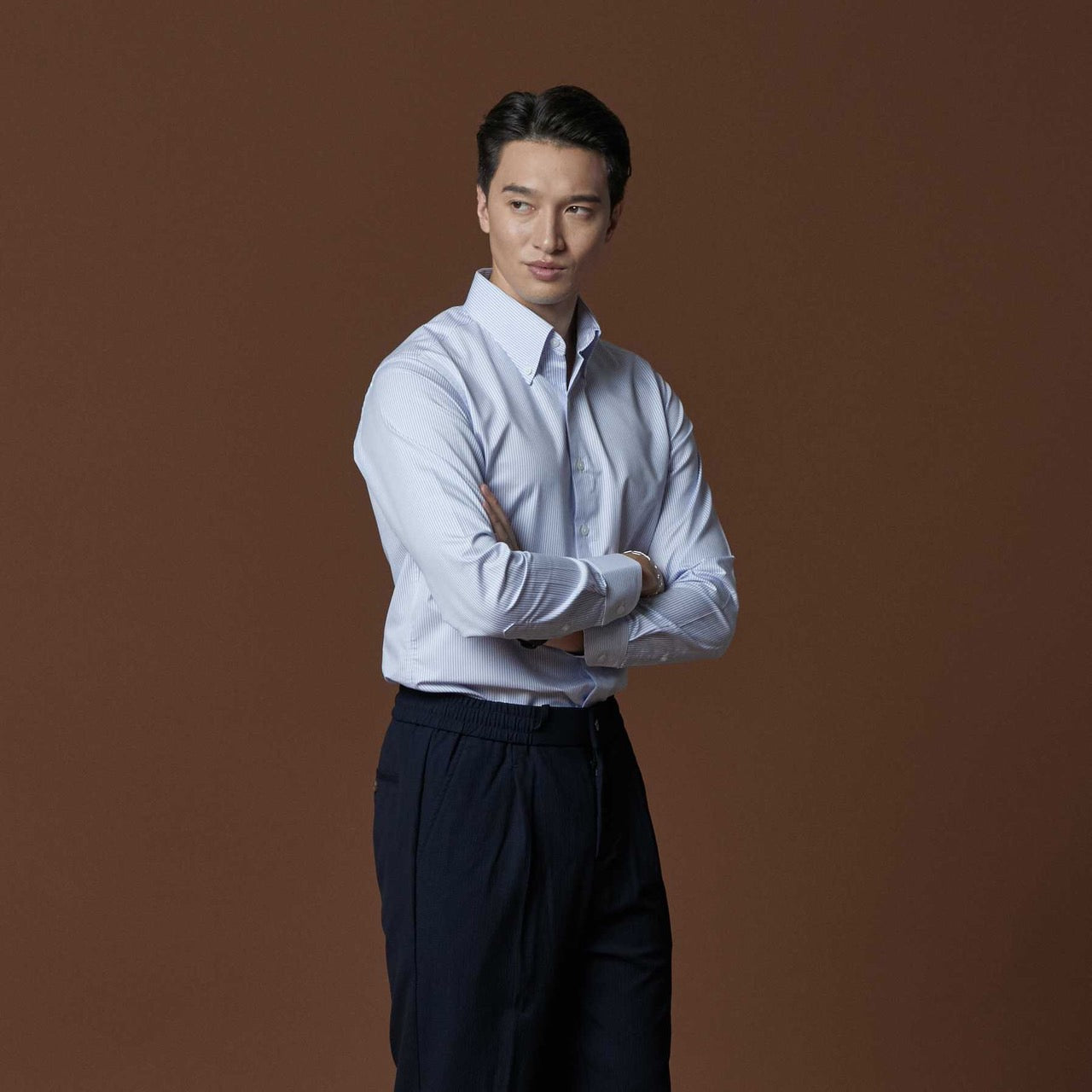 WRINKLE FREE BTD SHIRT - BLUE STRIPE (Slim Fit)
