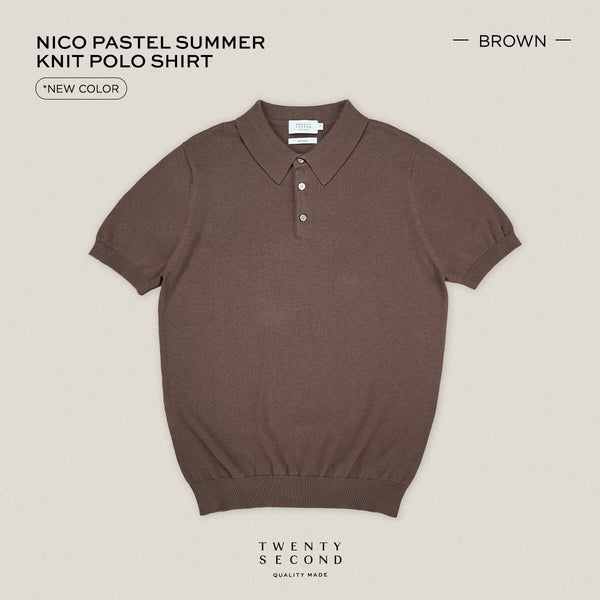 NICO KNIT POLO - BROWN