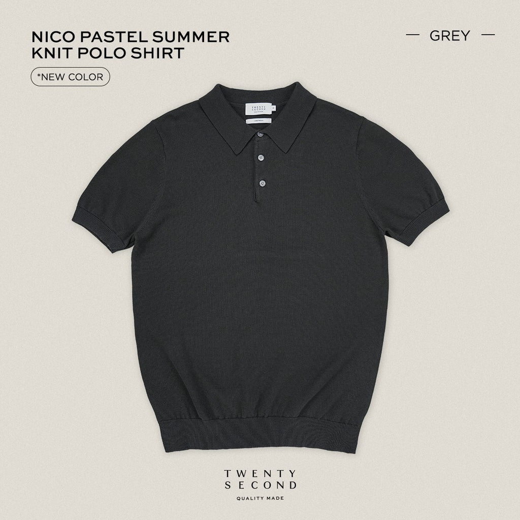 NICO KNIT POLO - GREY