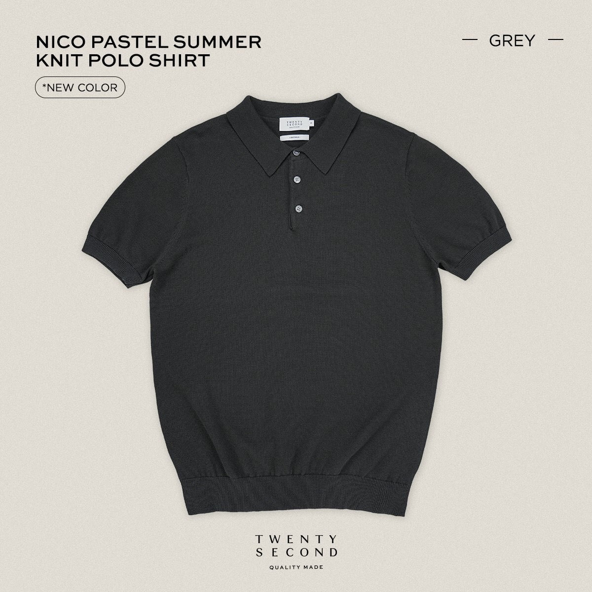 NICO KNIT POLO - GREY