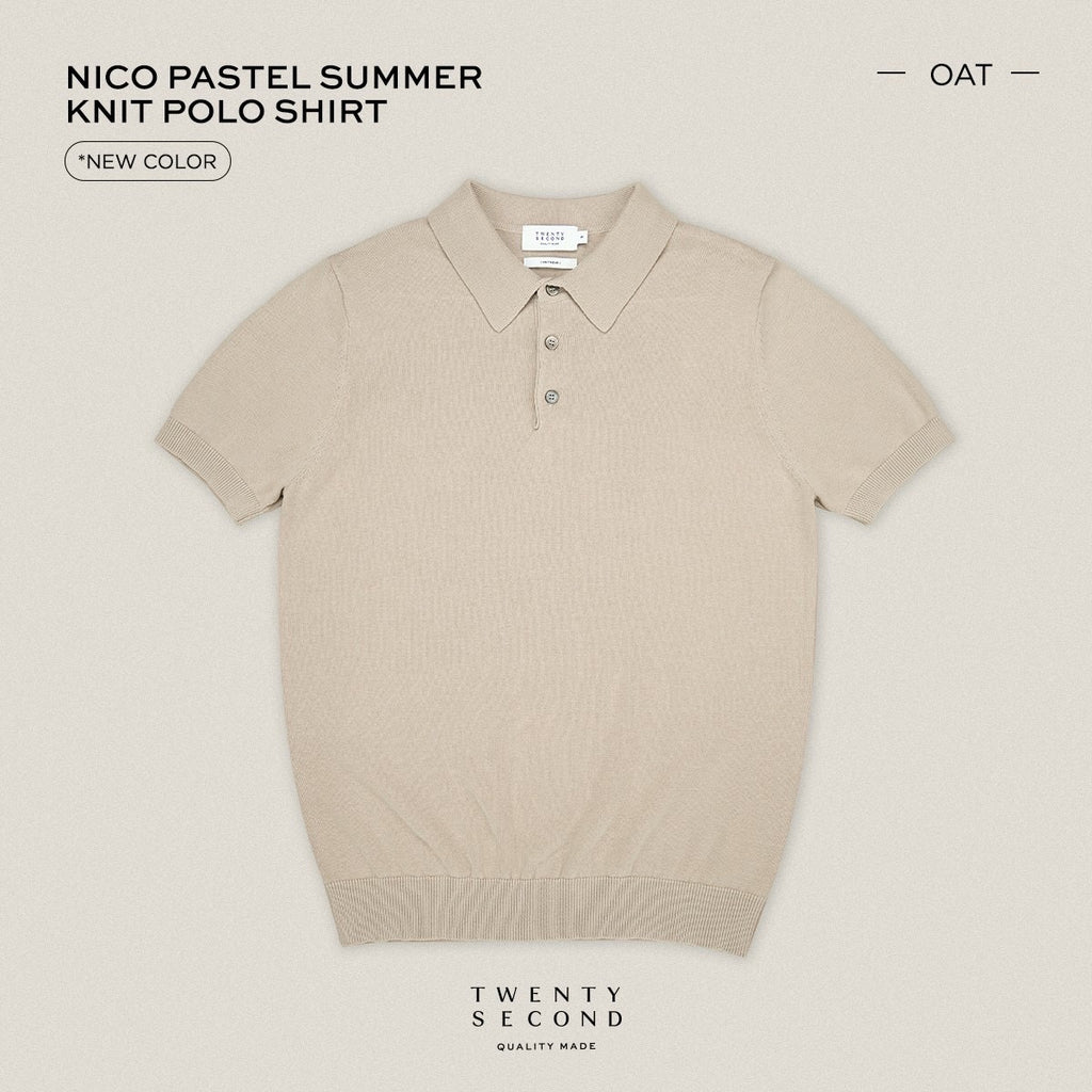 NICO KNIT POLO - OATMEAL