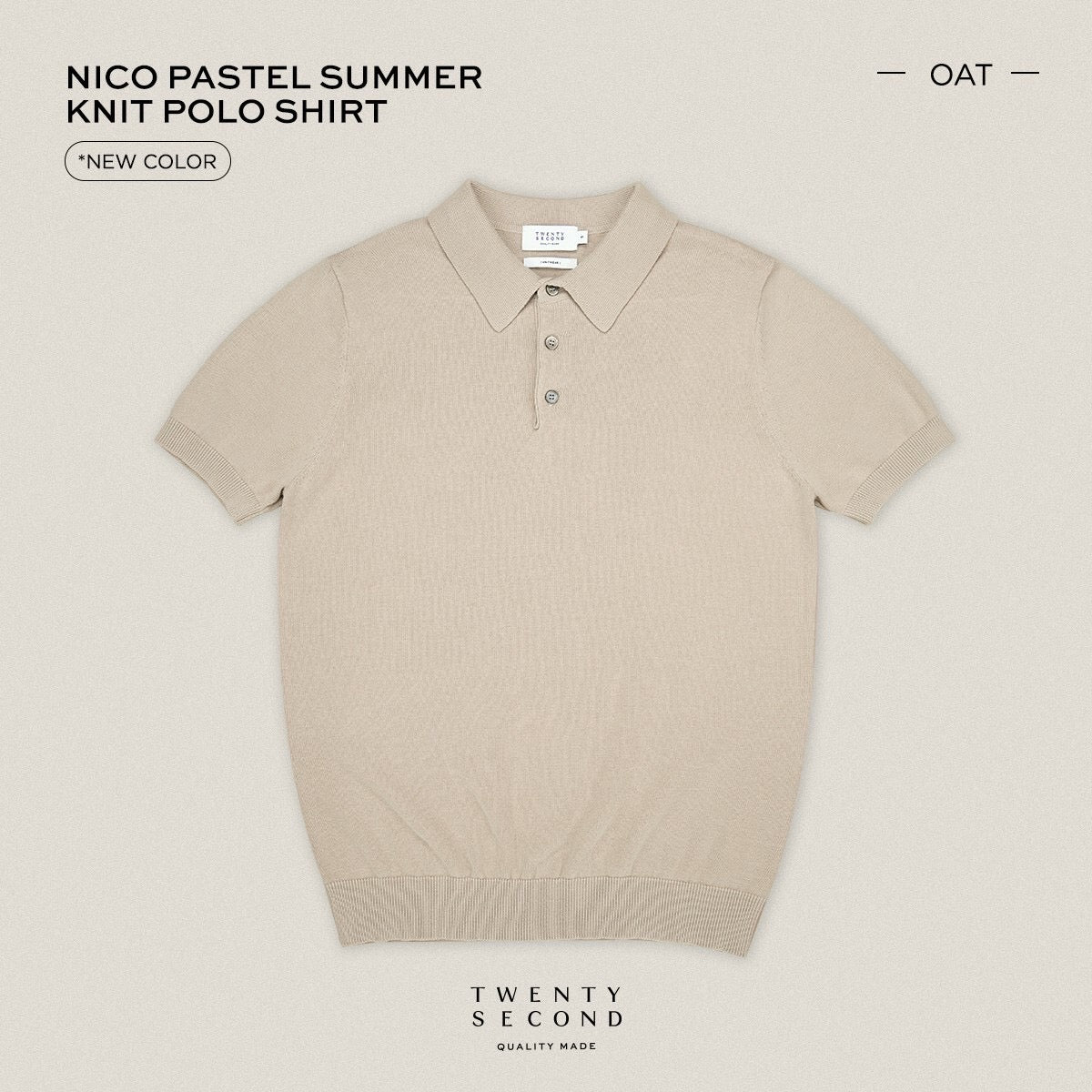 NICO KNIT POLO - OATMEAL