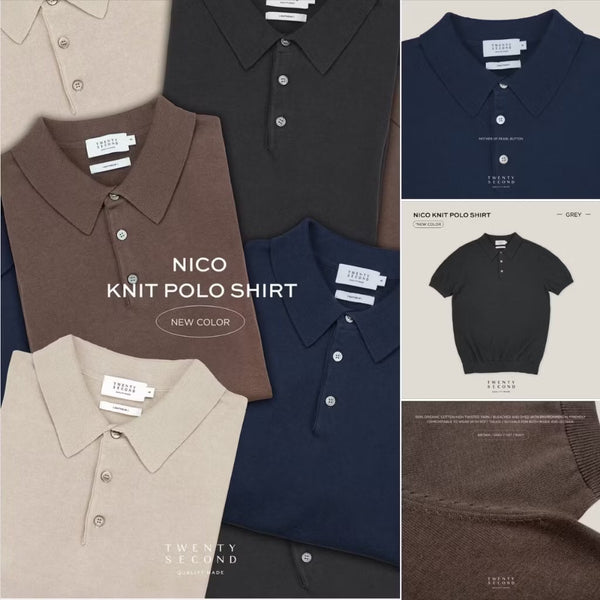 NICO KNIT POLO - GREY