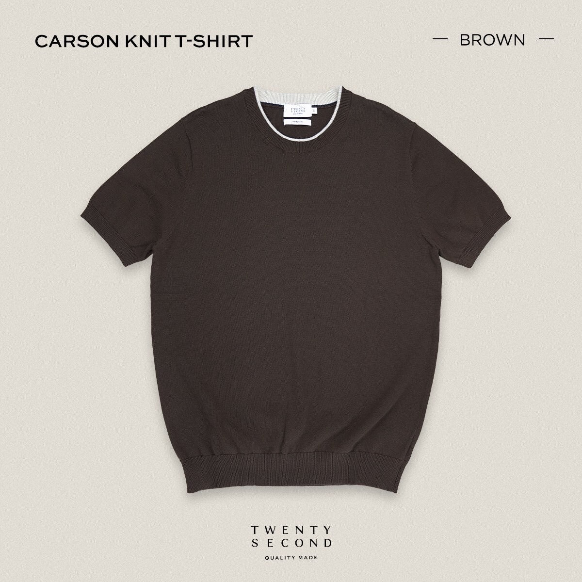 CARSON KNIT TEE - BROWN