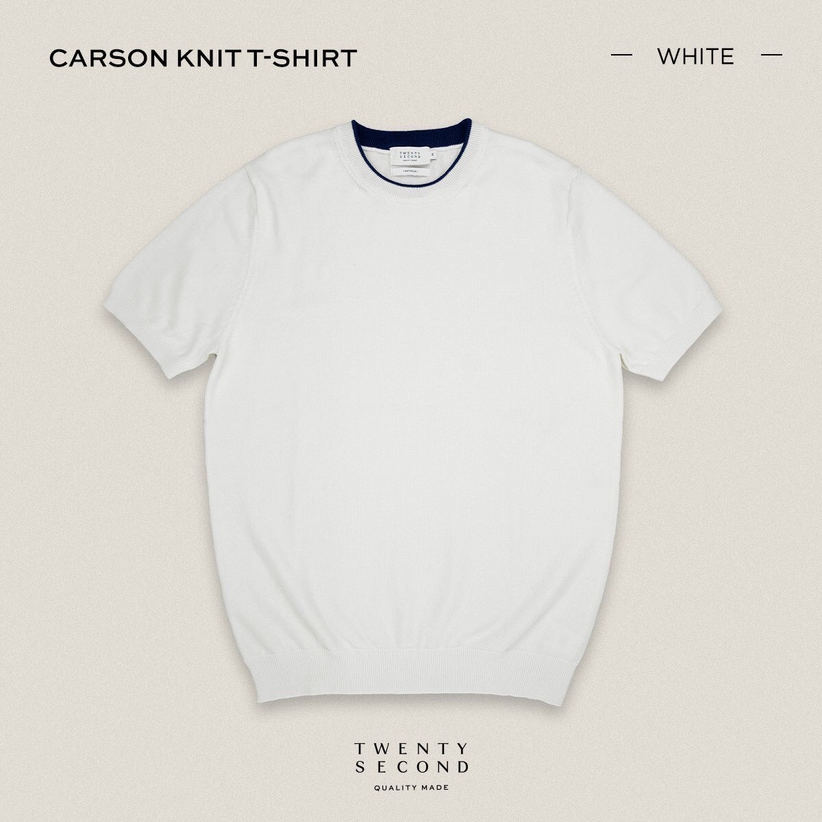 CARSON KNIT TEE - WHITE