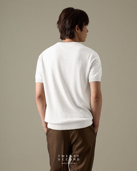 CARSON KNIT TEE - WHITE
