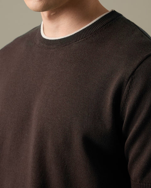 CARSON KNIT TEE - BROWN