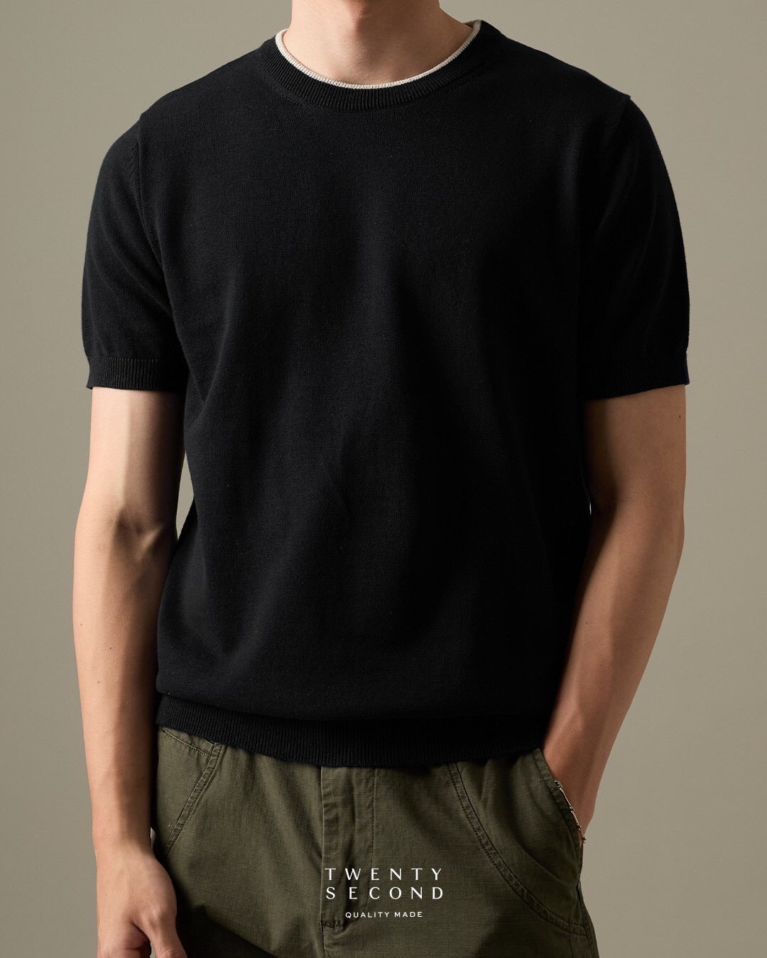 CARSON KNIT TEE - BLACK