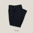 PLEATED LINEN TROUSERS - DARK BLUE