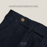 PLEATED LINEN TROUSERS - DARK BLUE