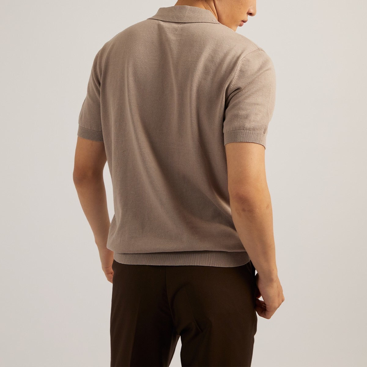 MASON ZIP KNIT POLO - BROWN