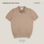 MASON ZIP KNIT POLO - BROWN