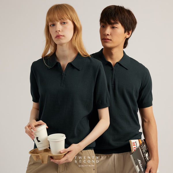 MASON ZIP KNIT POLO - GREEN