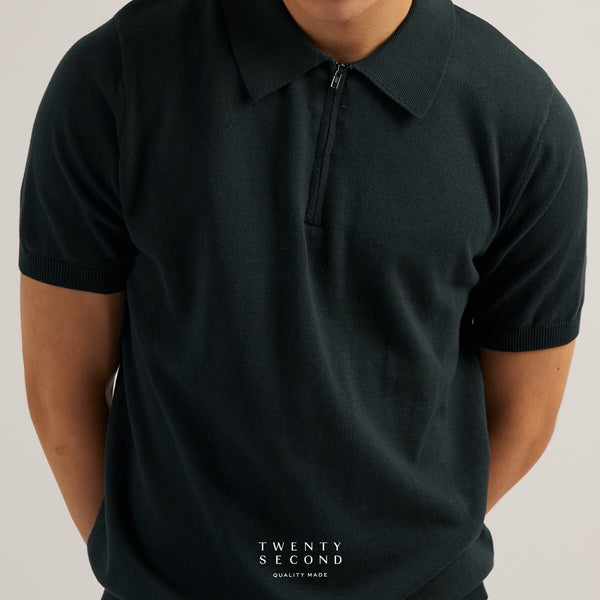 MASON ZIP KNIT POLO - GREEN