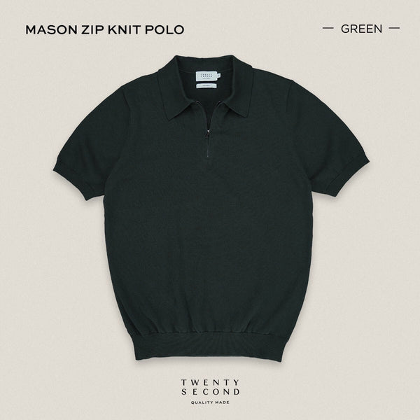 MASON ZIP KNIT POLO - GREEN