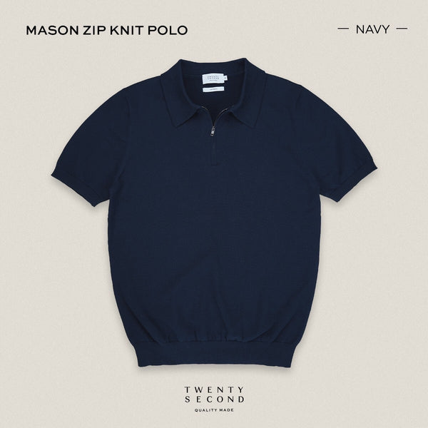 MASON ZIP KNIT POLO - NAVY