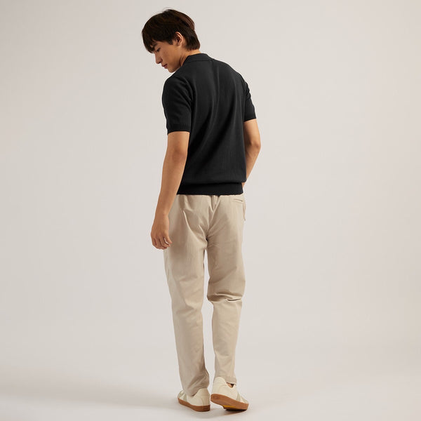 MASON ZIP KNIT POLO - BLACK