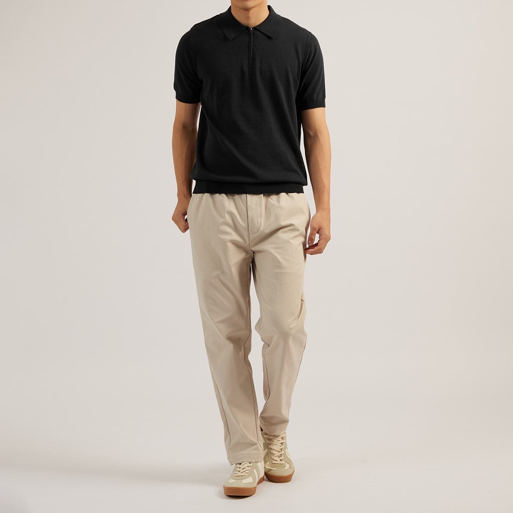 MASON ZIP KNIT POLO - BLACK