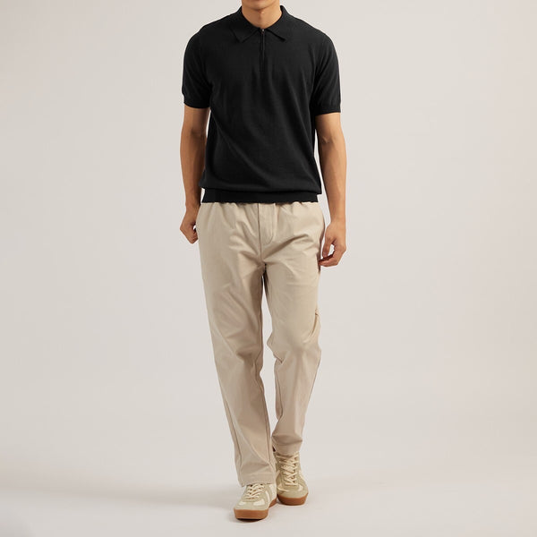 MASON ZIP KNIT POLO - BLACK