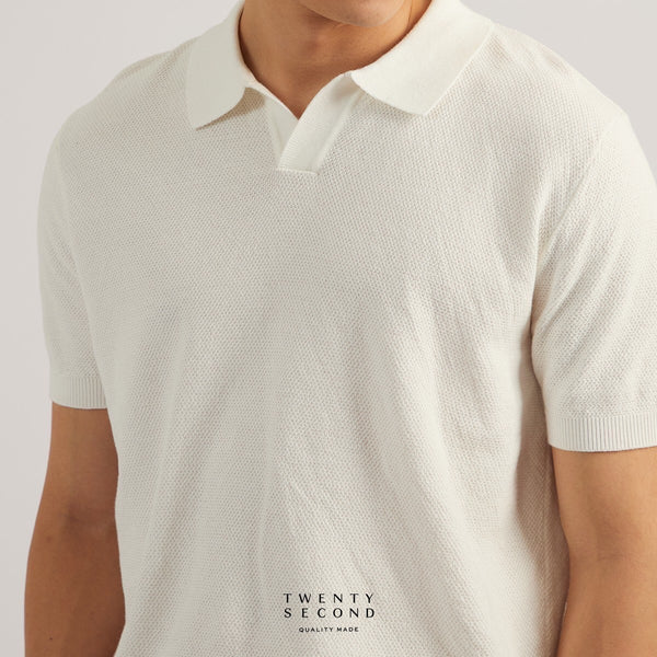 LUCCA KNIT POLO - WHITE