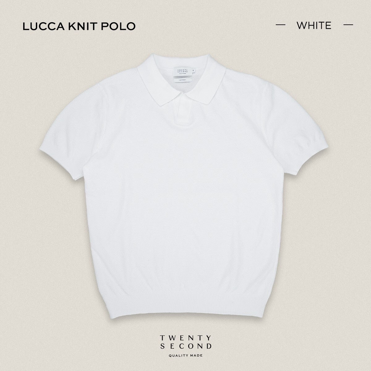 LUCCA KNIT POLO - WHITE