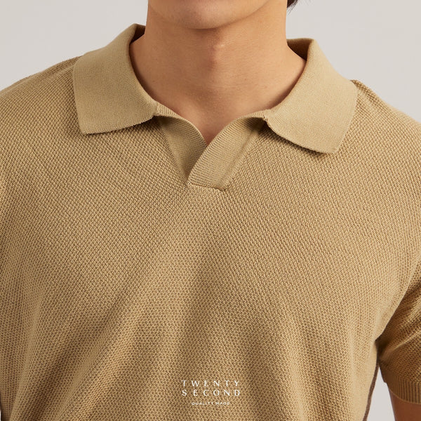 LUCCA KNIT POLO - KHAKI