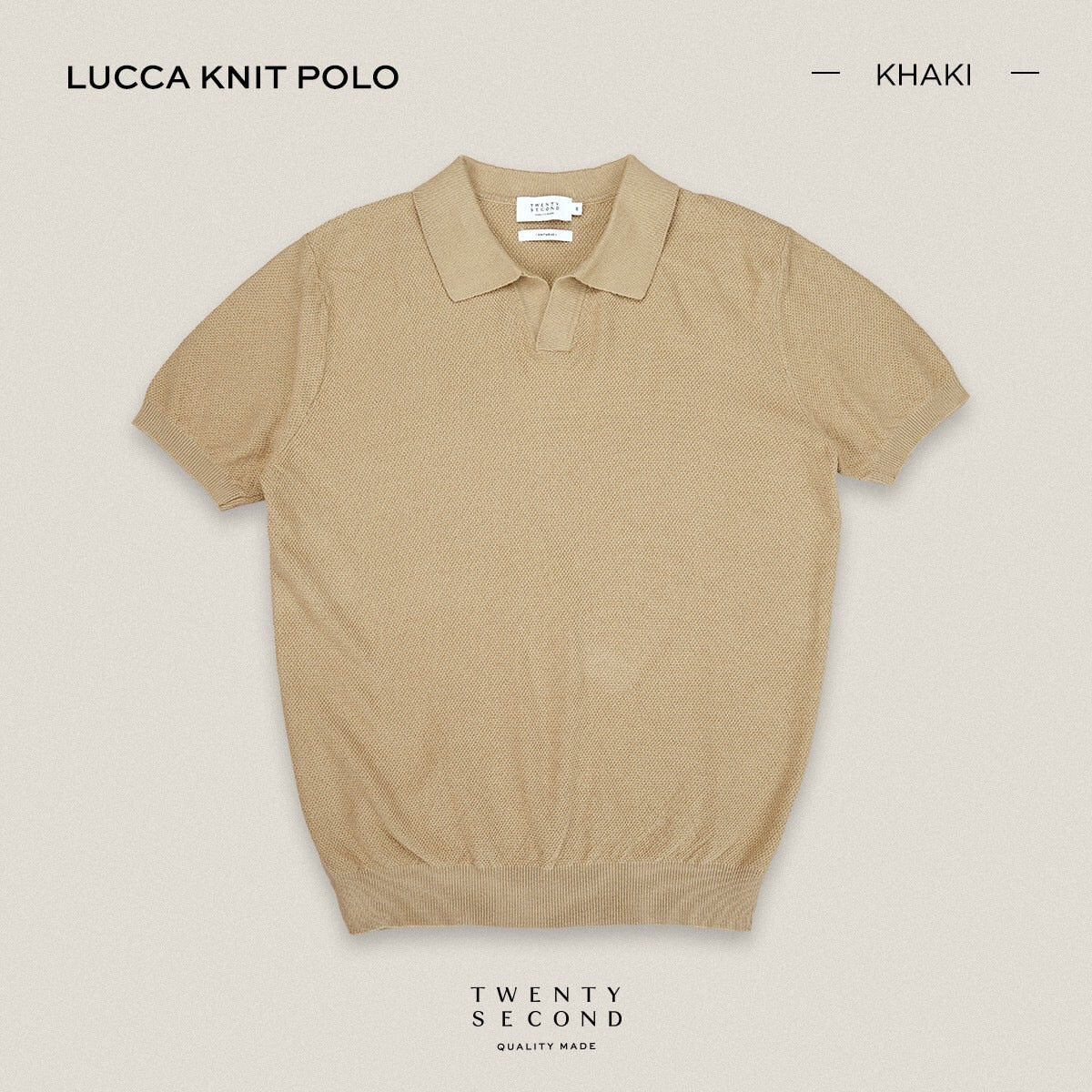 LUCCA KNIT POLO - KHAKI