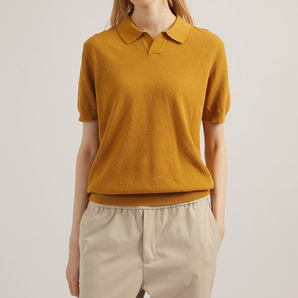 LUCCA KNIT POLO - MUSTARD