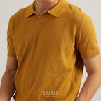 LUCCA KNIT POLO - MUSTARD
