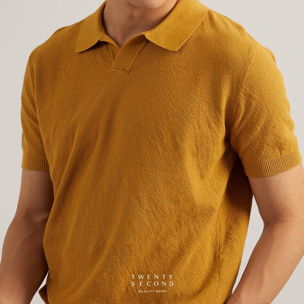 LUCCA KNIT POLO - MUSTARD