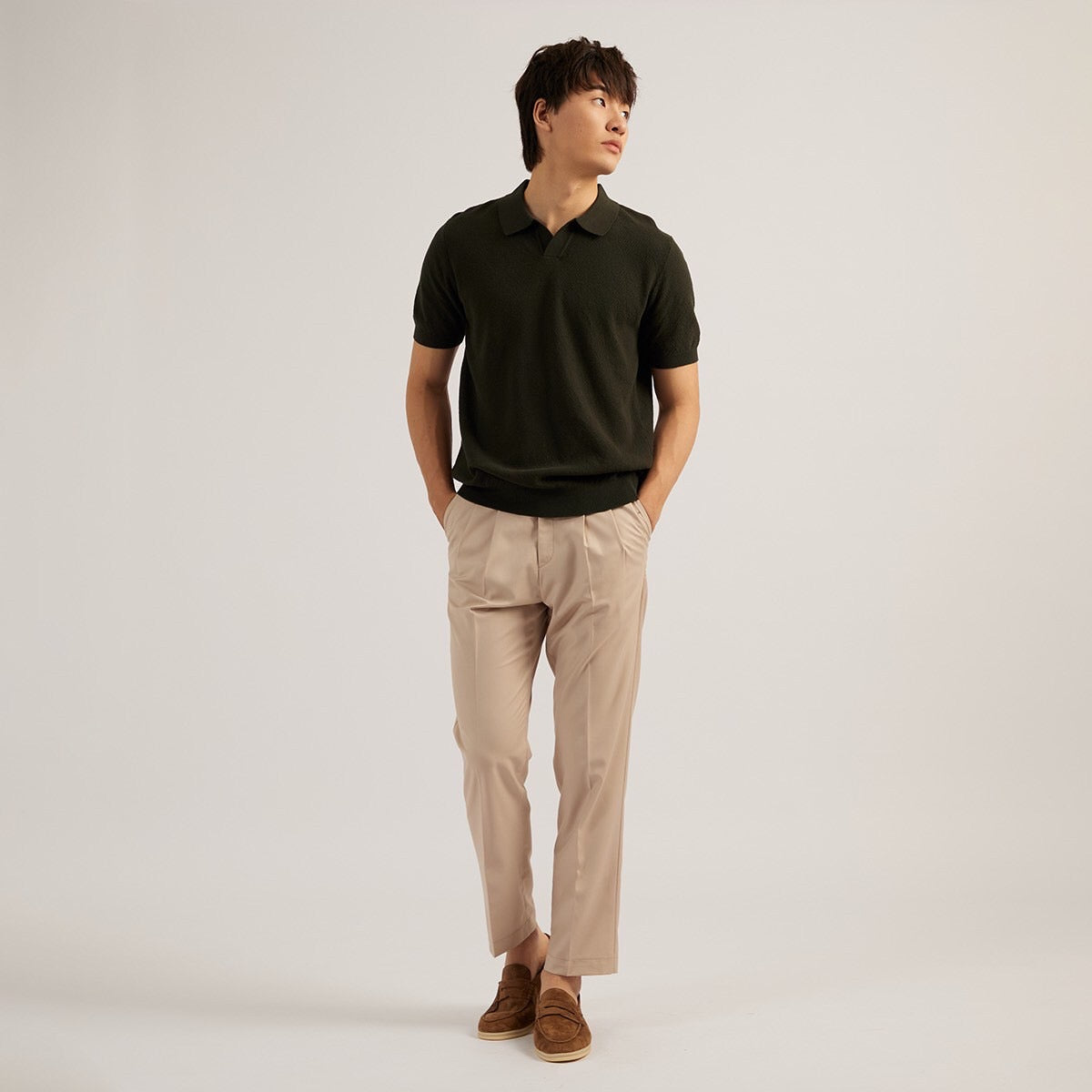 LUCCA KNIT POLO - OLIVE