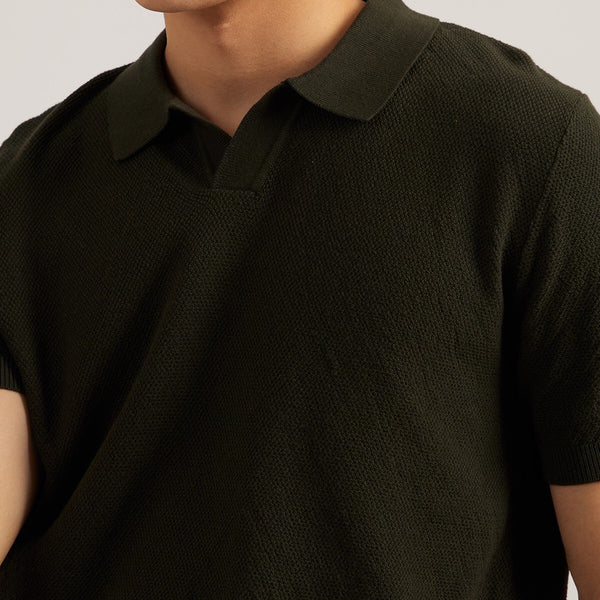 LUCCA KNIT POLO - OLIVE