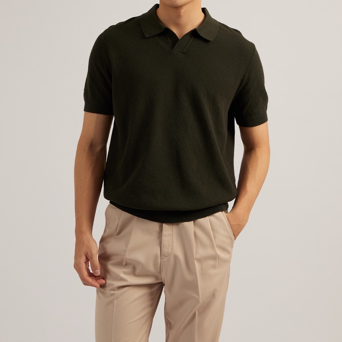 LUCCA KNIT POLO - OLIVE