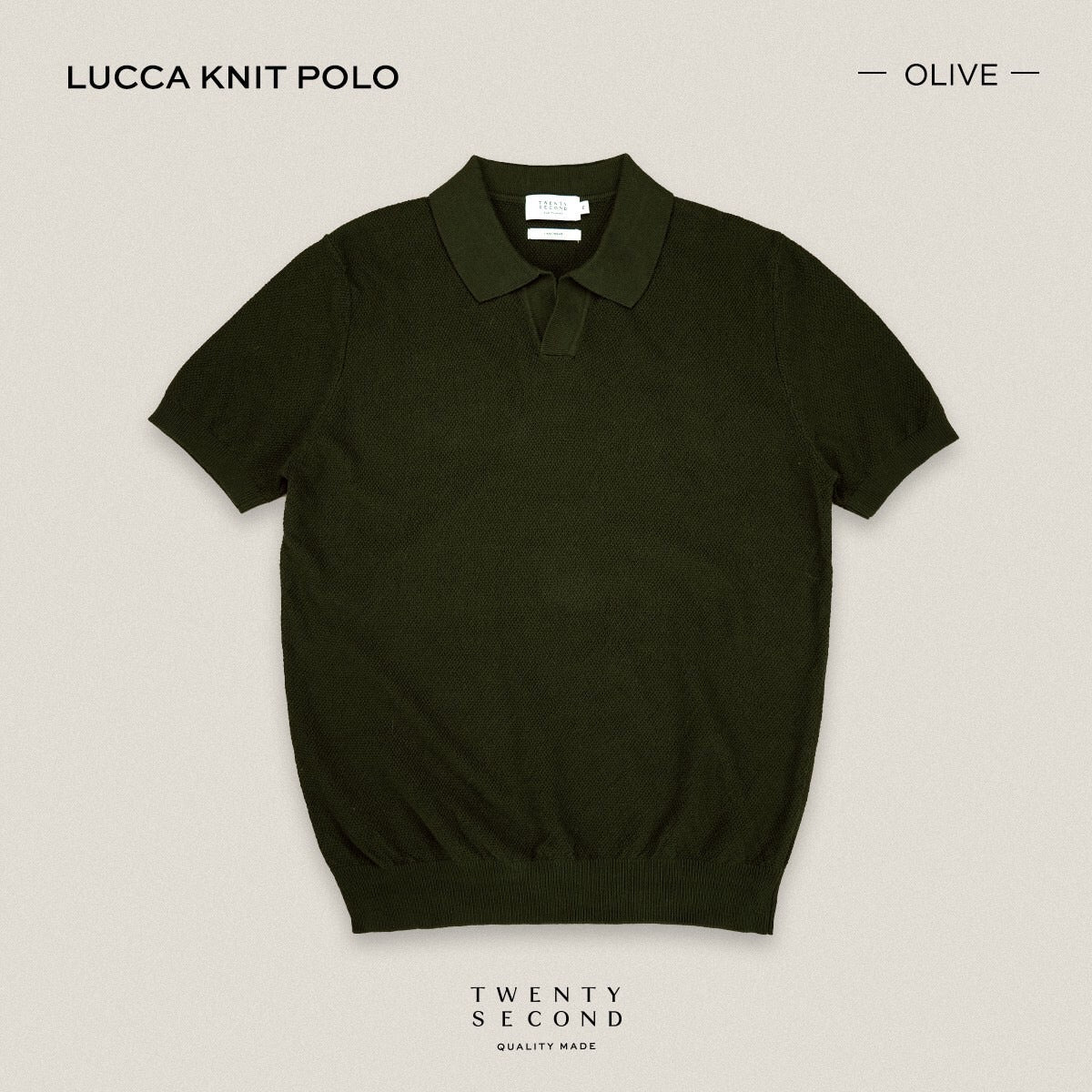 LUCCA KNIT POLO - OLIVE