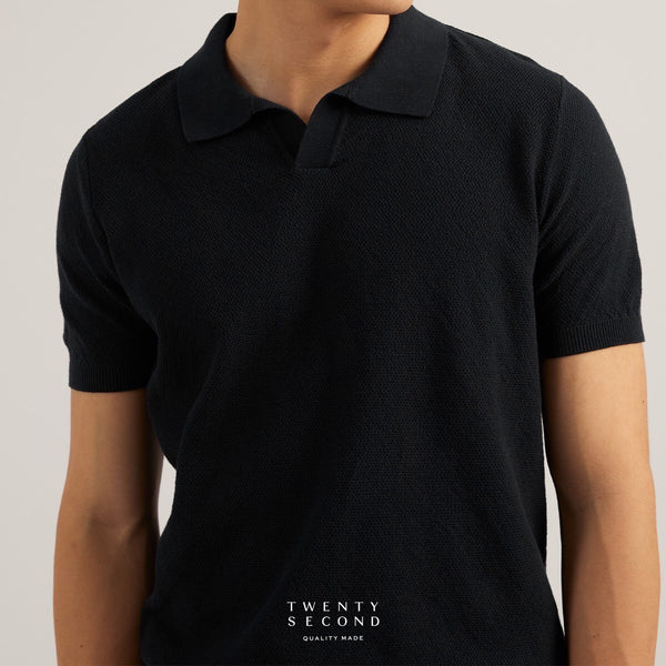 LUCCA KNIT POLO - BLACK